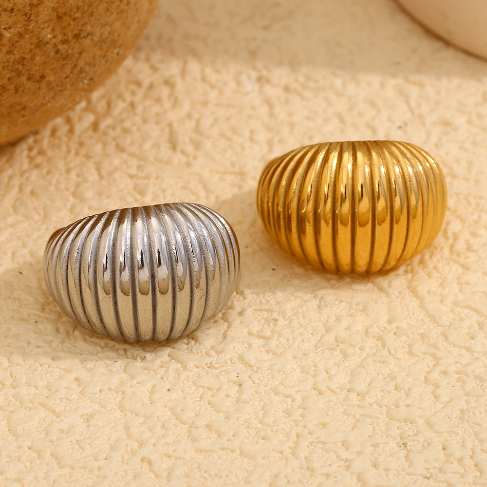 Wholesale Stainless steel gold plated high-end fat bread ring